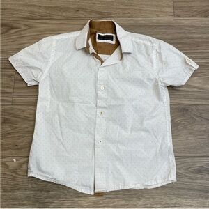 Platini Kids White Triangle Print Button Up Collared Shirt